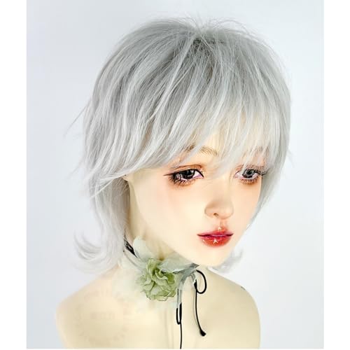 Perruque blanche courte 30cm moelleuse pour changer de style à Halloween - 4