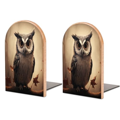 Sujetalibros de madera antideslizantes de búho resistentes 2