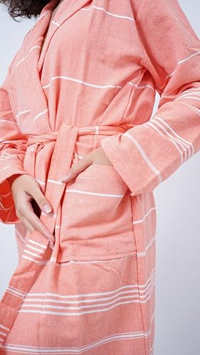 Turkish Cotton Bathrobe for Men and Women, Hooded Soft Robe for Bath, Peshtemal Robe3