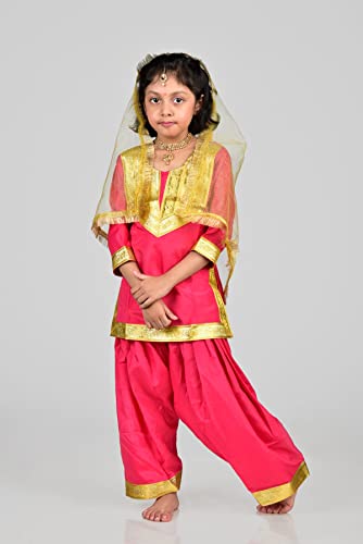 Image of BookMyCostume Punjabi Giddha Baisakhi Folk Dance Costume - Traditional Ethnic Outfit for Girls & Women | Ideal for Cultural Events, School Annual Day, Stage Performance & Traditional Festivals