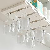 DESONAUT 4 Pcs Wine Glass Holder Under Shelf or Cabinet Punch-free,Stemware Rack Glassware Drying Storage Hanger for Kitchen,Bar and Restaurant (White) ﻿