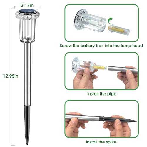 Eyrosa Solar Outdoor Lights, 10 Pack Solar Pathway Lights Outdoor Waterproof, Stainless Steel Stake Lights for Garden Yard Path Walkway Driveway Patio Lawn Decor,Color Changing