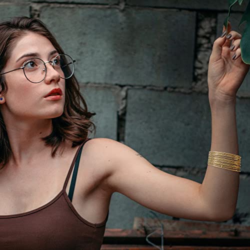 Madison Tyler Classic Collection 11 Piece Stackable Bangle Bracelet Set | Gold Plated - 5 Smooth Bangles with Ball | Plus 6 Textured Bangles4