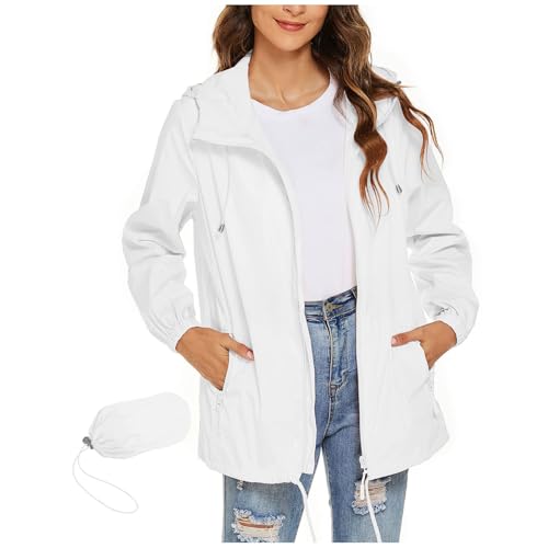tsaChick Regenjacke Damen Wasserdicht Atmungsaktiv Faltbar Regenmantel Leichte Outdoorjacke Windbreaker Jacke Dünne Packbar Regenjacken Übergangsjacke Windjacke mit Kapuze