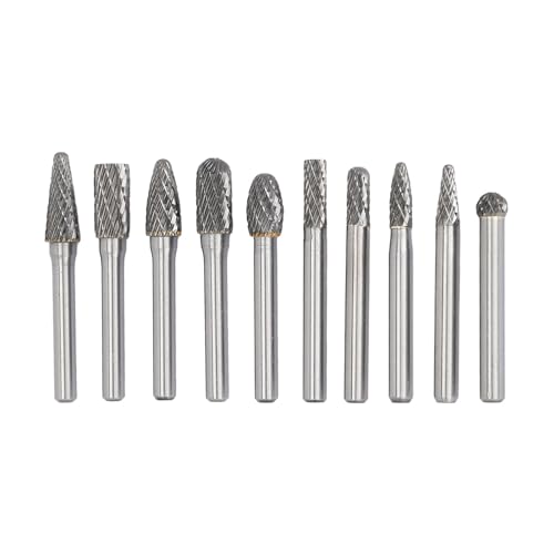 Topyond 10Pcs Tungsten Carbide Rotary Files Bits Set,Precision Grinding Tools for Metal and Wood,Cemented Carbide Burrs Set,Versatile Rotary Tools for Professional and DIY Use