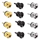 JCUGSBS Gitarrengurt Knöpfe Metall Gitarrengurt Endknopf mit Befestigungsschrauben und Gummi Kissen für Klassische Elektrische Akustik Gitarre Bass Ukulele 12 Pack (Gold, Silber, Schwarz)