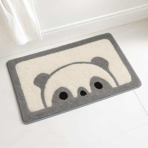 Image of Luxe Home Bath Mat Canada Panda Super Soft Anti Skid Slip Water Soak Washable Door Mats for Home, Bathroom Mat, Floor Mat, Kitchen Mat for Floor (40x60 cm) Grey