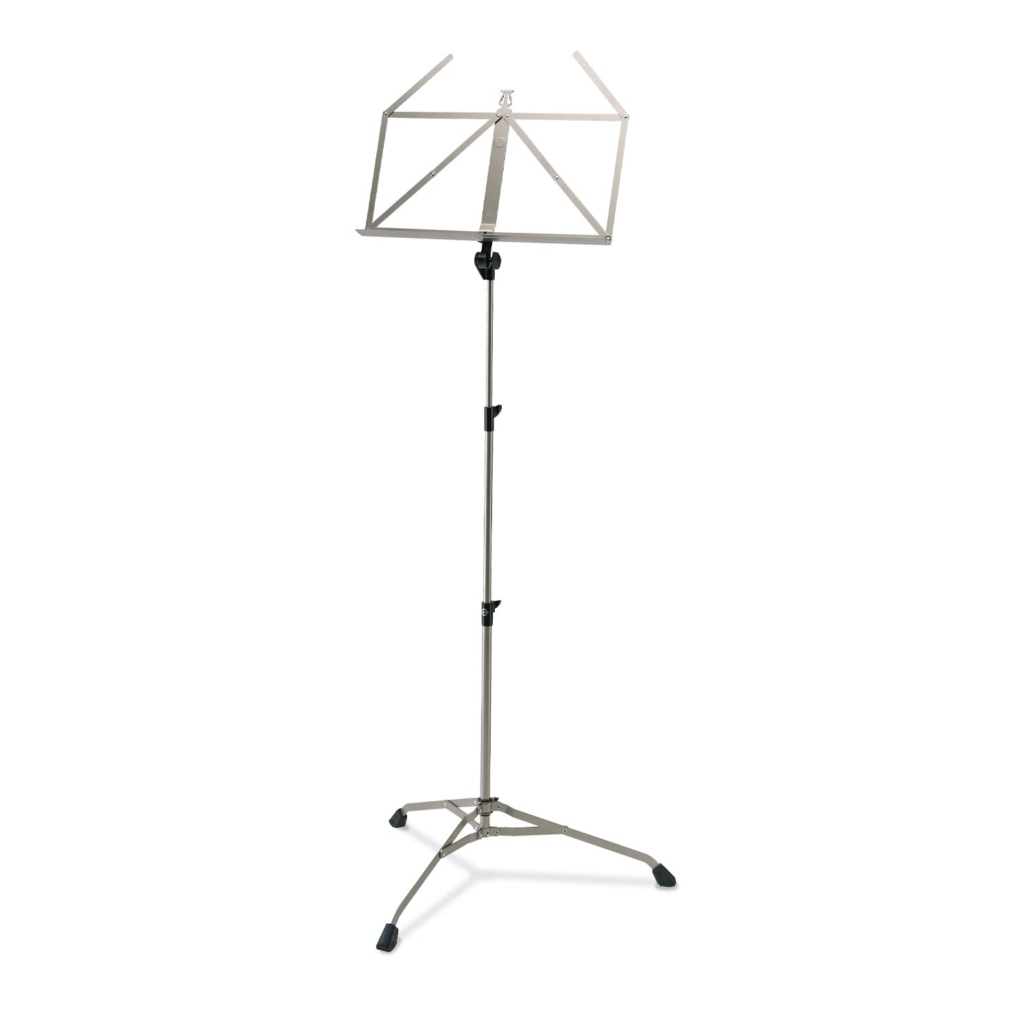 K&M 107 Leggio color nickel - Leggio per spartiti estensibile 67,5 - 147 cm - base e appoggio metallico pieghevole