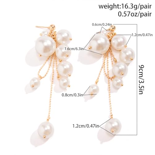 Long Large Pearls Dangling Earrings for Women Fashion Wedding Fake Freshwater Pearl Big Dangly Preppy Earring Dainty Oversized Drop Dangle Statement Jewelry Gifts3