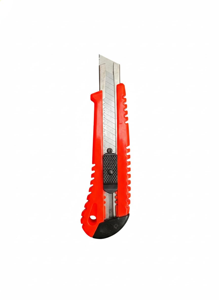 AMMK POWER TOOLS Utility Knife - Retractable Box Cutter with 18mm Wide Sharp Blade | Smooth Auto-Lock Mechanism for Cutting Cartons, Cardboard & Boxes | Perfect for Office & Home Use 3
