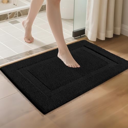SHACOS Extra Soft Microfiber Bathroom Rugs 36x24, Black