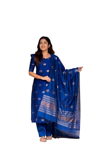 Women's Beautiful Kanchi Cotton Salwar Suit And Zari With Zalar Work kurti Set with Round Neck,Short Sleeve Traditional Kurti set For Any Occasion-picture-34