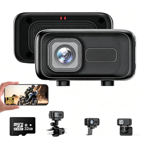 Action Cam Motorrad 2K HD Videoaufzeichnung Motorrad Fahrrad Dashcam mit 32G Karte 140 Ultra Wasserdicht Sportkamera Inklusive 3 Halterungen WLAN-Verbindung zur mobilen App mit einem Klick