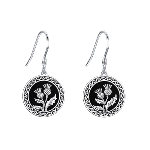 Scottish Thistle/Daffodil/Lily/Pressed Flower Earrings Sterling Silver Flower Dangle Earrings Jewelry Gifts for Women