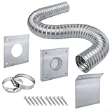 Pelletofen Frischluft-Set, 5,1 x 152,4 cm, flexibler Aluminium-Außenluftk mit 304 Edelstahl-Wandplatte für effiziente Verbrennung