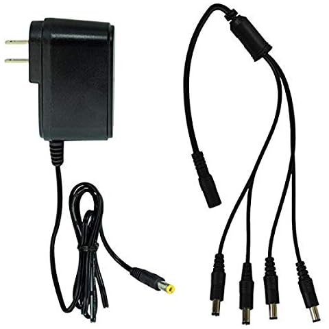 Night Owl Security SPF-CAMP-2A Camera Adapter with 4-Way Power Splitter, Black Cover