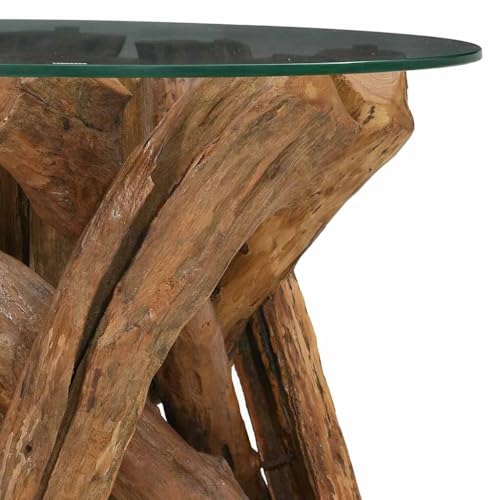 Table d'Appoint Bout de Canapé Salon Bois Flotté Teck 60cm - 6