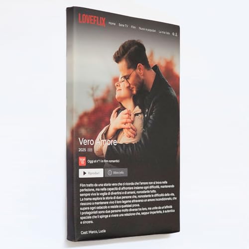 DESIGN PERSONALIZZATO: Quadro in stile Netflix con possibilità di personalizzare titolo, foto, anno e trama secondo i tuoi desideri