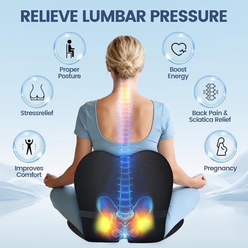 TALSTILA Seat Cushion for Office Chair, Lumbar Support Pillow for Office Chair, Memory Foam Ergonomic Seat Cushion for Long Sitting, Back & Tailbone Pain, for Office Chair, Car & Gaming Seat - 5