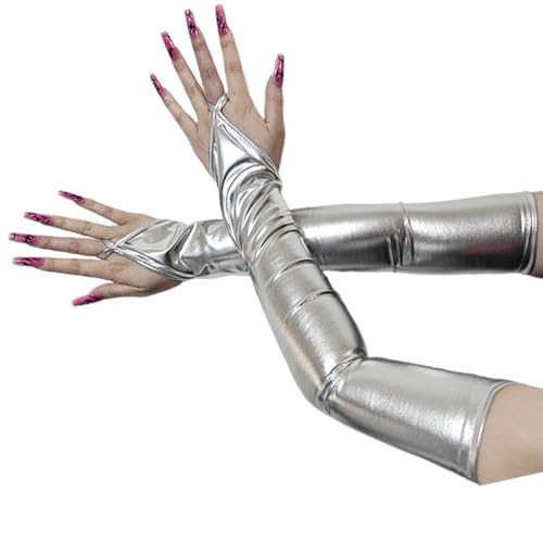 ファッショナブルな光沢のある肘丈手袋軽量生地衣装や写真撮影に最適手袋ロング