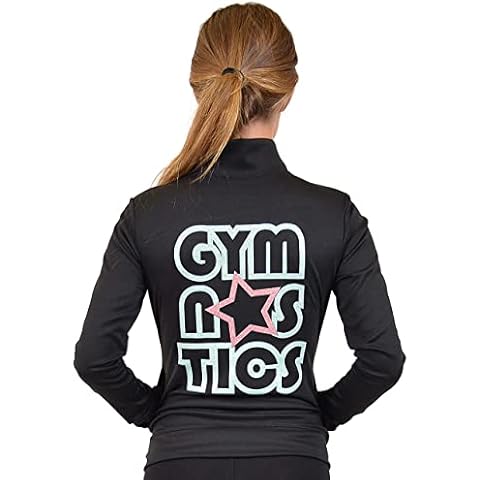 Stretch is Comfort Girl's and Women's Glitter Gymnastics Jacket Mock Neck or Hooded - pink - 6 Years Cover
