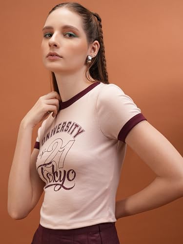 Image of Tokyo Talkies Women's Letter Print Fitted Crop top