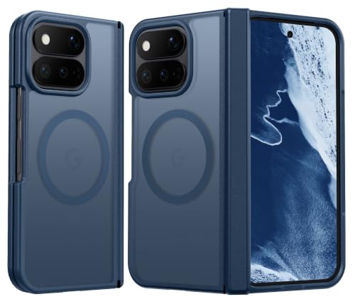 Image of FNTCASE for Google Pixel 11 Pro Fold Case, Hinge Protection, Translucent | Fit for Magsafe, 18FT Military Grade Drop Proof, Protective Tough Phone Cover, Anti Slip, Matte, Blue