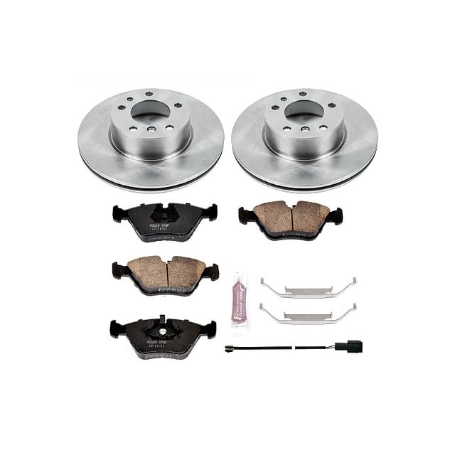 Image of PowerStop Front Brake Kit for BMW 525i 1990-95 |525iT 1993 |530i 1994-95 |535i 1990-93 - Z17 Ceramic Brake Pads & Disc Rotors Replacement, KOE390