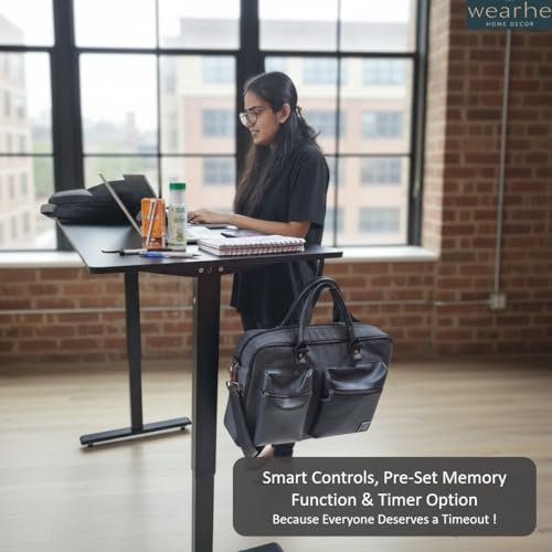Image of Weahre - Height Adjustable Standing Table with Electrical Lifting | Ergonomic Design | 100 KG Lifting Capacity | Digital Display - Preset Memory Control | (Black 1200 x 600 Top, 705-1150 Height)