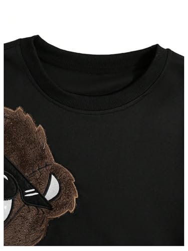 GORGLITTER Men's Bear Pattern Long Sleeve Sweatshirts Drop Shoulder Crewneck Pullover Tops4