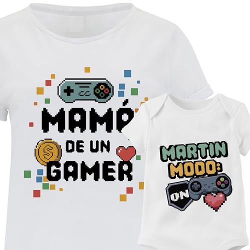 Regalo dia de la Madre Camiseta Personalizada Mama e Hijo Body Bebe y Pack Divertida Regalo Original Conjunto Familia Amor Mother Nombre gamer videojuegos Regalo dia de la Madre Camiseta Personalizada Mama e Hijo Body Bebe y Pack Divertida Regalo Original Conjunto Familia Amor Mother Nombre gamer videojuegos