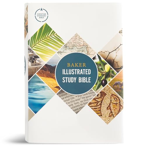 Image of CSB Baker Illustrated Study Bible, Hardcover, Red Letter, Full Color Interior, Study Note Commentary, Articles, Images, Illustrations, Reconstructions, Definitions, Outlines, Maps