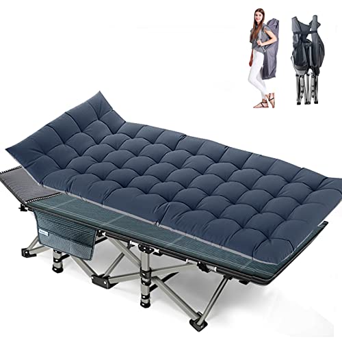 Lilypelle Folding Camping Cot, Double Layer Oxford Strong Heavy Duty Sleeping Cots with Carry Bag, Portable Travel Camp Cots for Home/Office Nap and Beach Vacation Lilypelle Folding Camping Cot, Double Layer Oxford Strong Heavy Duty Sleeping Cots with Carry Bag, Portable Travel Camp Cots for Home/Office Nap and Beach Vacation