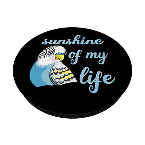 Sunshine of my life Budgie Design for a Budgerigar owner PopSockets Swappable PopGrip, Black - Image 2