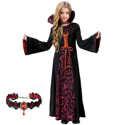 Clundoo Vampire Costume Kids, Vampire Costume Girl, Girls Vampire Dress, Vampire Outfit Kids for Role-Playing