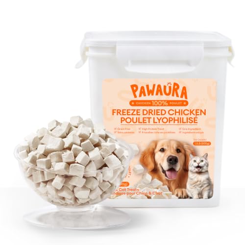Pawaura Freeze Dried Chicken Cats & Dogs Treats 17.63 oz(1.1LB) High Protein Single Ingredient - No Additives | Grain Free | Training & Nutrition Supplements Sealed Box