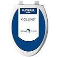 Mayfair Collins Plastic Toilet Seat, Slow Close with Super Grip Bumpers and Secure Hinges, Elongated, White