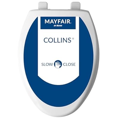 Mayfair Collins Plastic Toilet Seat, Slow Close with Super Grip Bumpers and Secure Hinges, Elongated, White