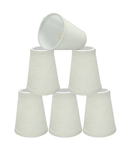 Aspen Creative 32664-6 Small Hardback Empire Shape Chandelier Set (6 Pack), Transitional Design, 4" Bottom Width (2-1/2" x 4" x 5") Clip ON LAMP Shade, White/Linen Fabric Aspen Creative 32664-6 Small Hardback Empire Shape Chandelier Set (6 Pack), Transitional Design, 4" Bottom Width (2-1/2" x 4" x 5") Clip ON LAMP Shade, White/Linen Fabric