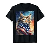 Patriotic Cat American Flag USA July Fourth Kitten Lover T-Shirt