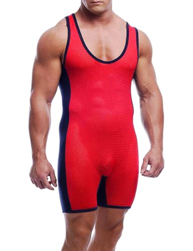 GYMAPE Hommes Le Roi Voleur de mer Gilet de Lutte Single Niveau de Base pêche Vêtements de Lutte Respirants Lingerie Pyjama Rouge - Noir S