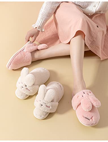 Kawaii Fuzzy Bunny Slippers Cute Soft Warm Cozy House Slippers Winter Fluffy Funny Animal Shoes4