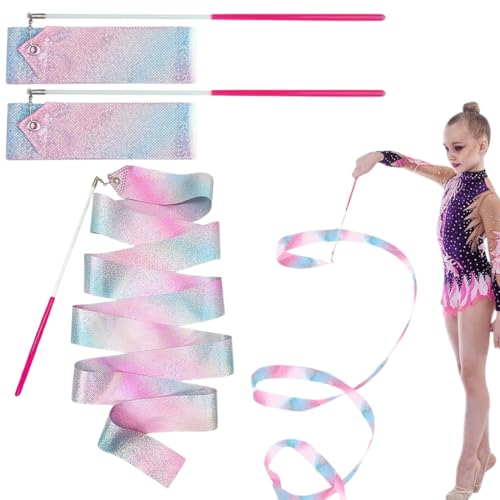 3 Piezas Cintas de Baile, 4M Cintas de Danza Cinta de Gimnasia Cinta Gimnasia Rítmica Niña Cintas de Ballet para Niños Baile Artístico Gimnasia Entrenamiento Actividad de Rendimiento