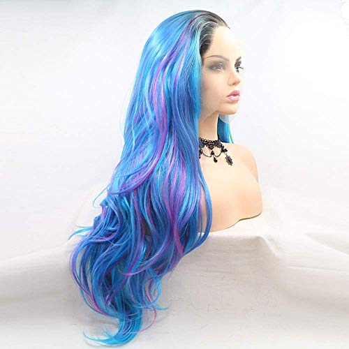 Perruque lace front bleu pour dissimuler la repousse naturelle