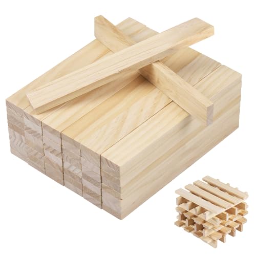Zocipro 50 Stück Holzklötzchen zum Basteln 160 x 22 x 8mm Holz zum Basteln Bastelholz klötzchen Holzbausteine Bastelklötzchen Hölzchen 16cm für Heimwerkerprojekte und DIY Deko Schnitzen