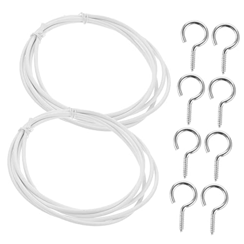 HOLIDYOYO Plastic Coated Spring Rope Rods Screw Eyes Hooks Kit for Bathroom Windows