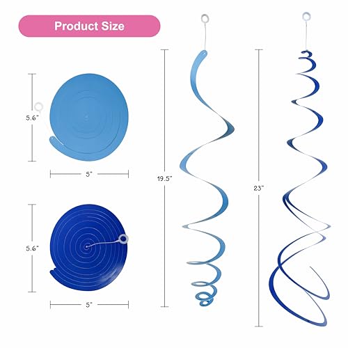 Image of HonuGoGo 48‑Piece Multi-Color Paper Swirl Decorations - Hanging Party Swirls for Birthday, Baby Shower, Wedding & Celebration Decor