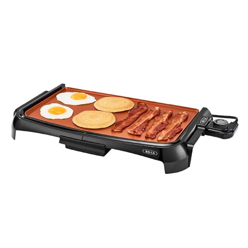 bella Plancha Eléctrica de Cerámica de Titanio Antiadherente, Gran Superficie de Cocción...