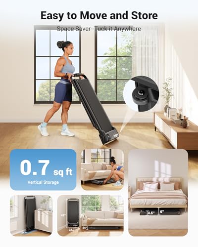 Image of THERUN 2 in 1 Walking Pad with Handle Bar, Foldable Under Desk Treadmill | 10% Manual Incline, 0.6-6.2 mph, APP & Remote Control, 2 in 1 Folding Handle Bar, Quiet Core Motor, Compact for Home Office