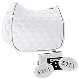  Eskadron Set Schabracke Glossy Wave (2er Kordel) weiß & Startnummern Set-Quick, Größe:Vielseitigkeit (VS)